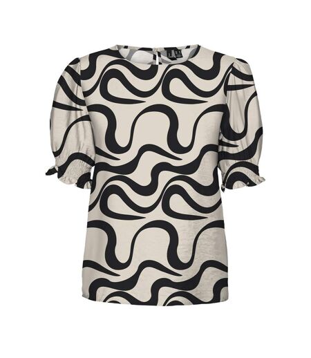 T-Shirt beige/noir femme vero moda mlea