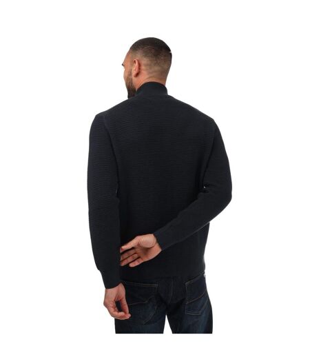 Mens textured cotton half zip jumper blue Gant