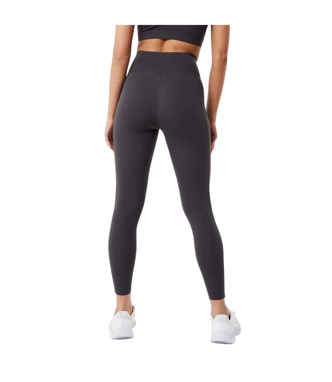 Womens/ladies Core High Rise Leggings Charcoal USA Pro-3