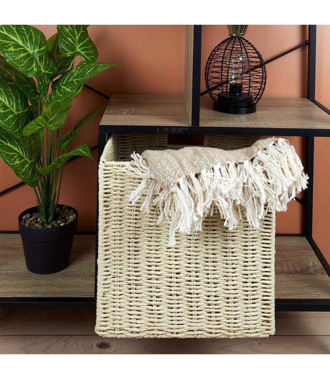 Boîte de Rangement Pliable Tressée 30x30cm Naturel-3