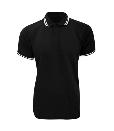 Kustom Kit Mens Tipped Piqué Short Sleeve Polo Shirt (Black/White) - UTBC613