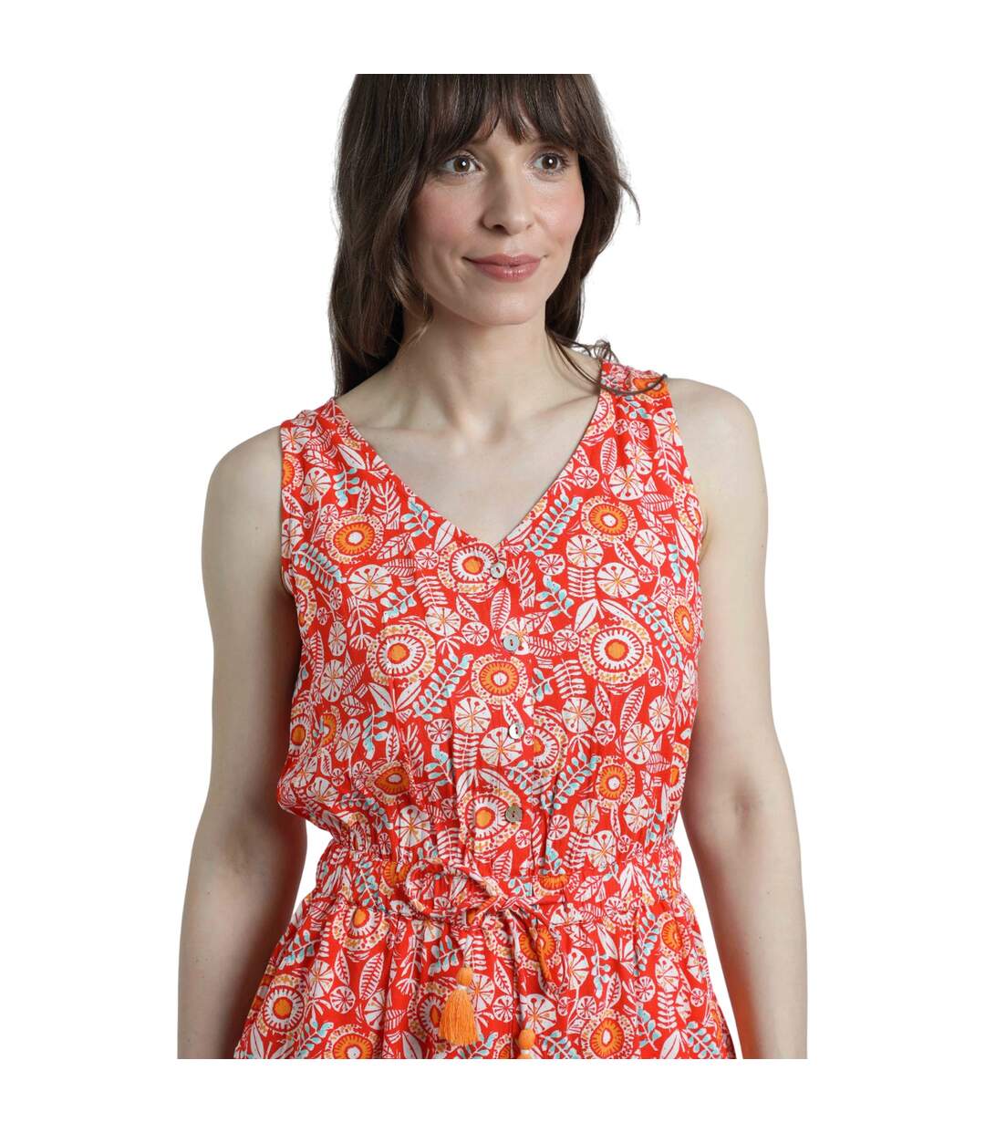 Womens/ladies mare printed playsuit tango red Weird Fish-3