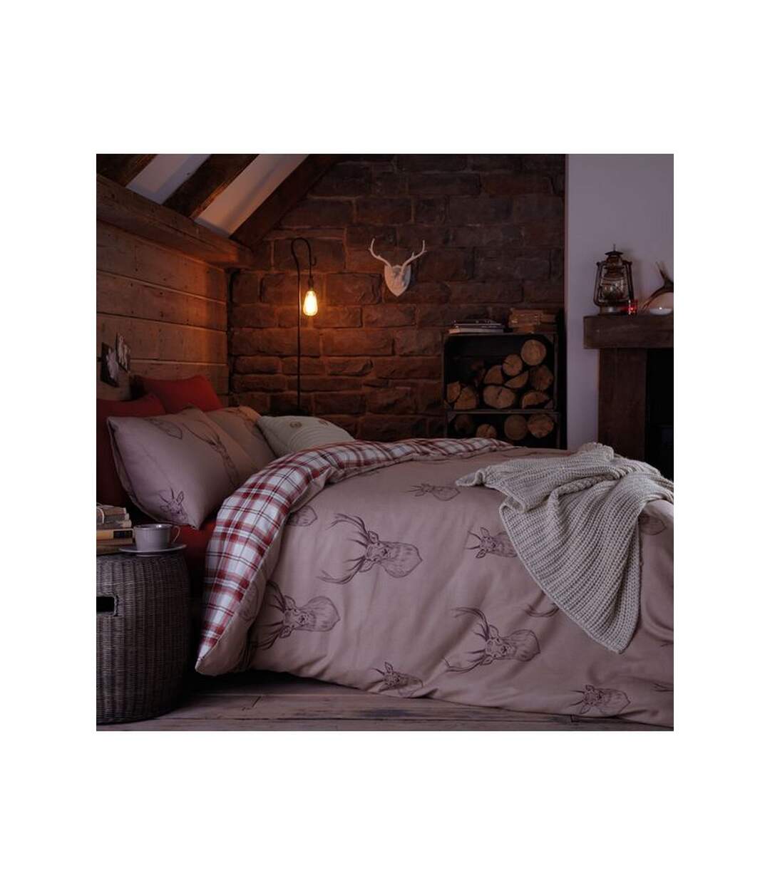 Stag duvet cover set beige/cream/red Catherine Lansfield-3