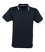 Henbury Mens Coolplus Moisture Wicking Short Sleeve Polo Shirt (Navy/White)