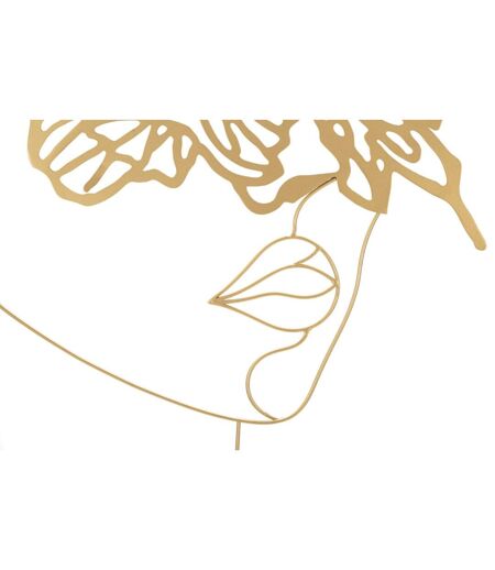 Décoration Murale Encadrée en Métal Visage 80cm Or