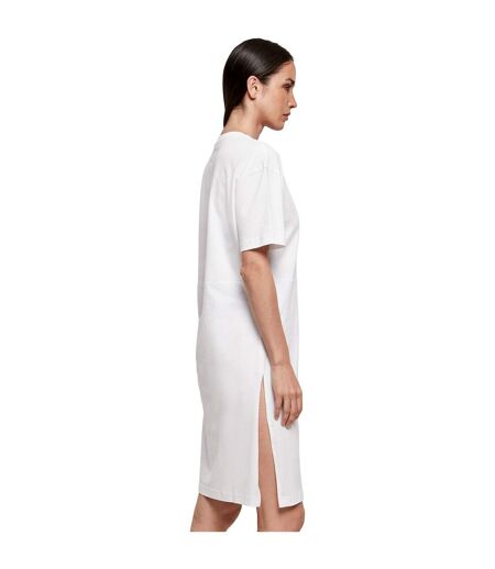 Build Your Brand Womens/Ladies Split Hem Oversized T-Shirt Dress (White)