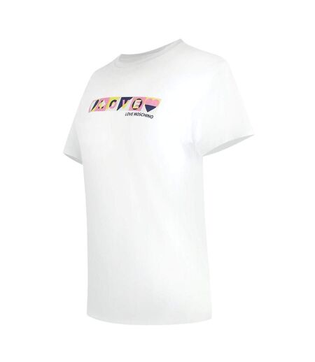 Womens/ladies Logo Colour Block T-shirt White Love Moschino