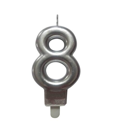 Bougie d'Anniversaire Chiffre 8 7cm Argent