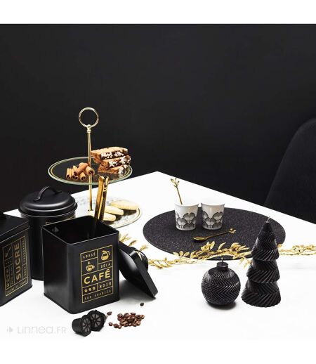 Boite de rangement en métal BLACK MAT noire Sucre
