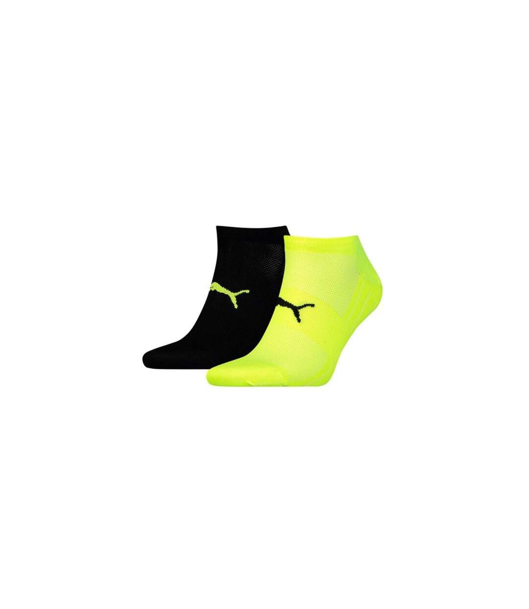 PUMA Lot de 2 paires de Socquettes Mixte Microfibre TRAINLIGHT Noir Jaune PERFORMANCE-1