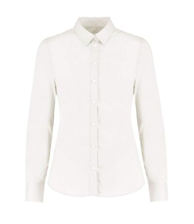 Chemise À Manches Longues En Tissu Extensible Oxford Pour Dames Et Demoiselles Blanc Kustom Kit