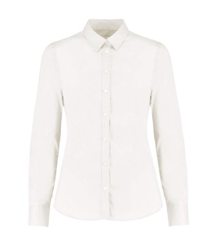 Chemise À Manches Longues En Tissu Extensible Oxford Pour Dames Et Demoiselles Blanc Kustom Kit