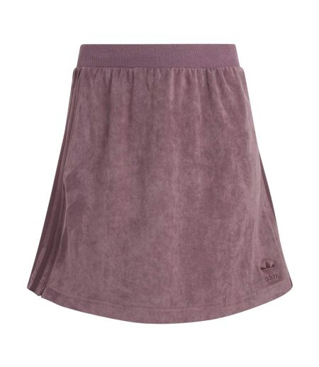 Womens/ladies Originals 3 Stripes Velour Regular Mini Skirt Purple Adidas
