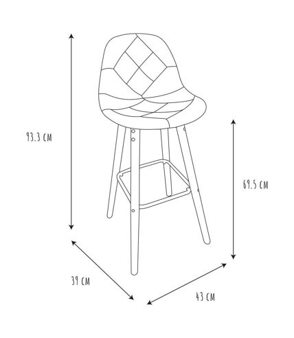 Tabouret de bar scandinave patchwork