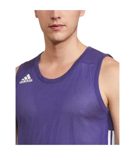 Maillot De Basket Sans Manches Speed Homme Violet Blanc Adidas