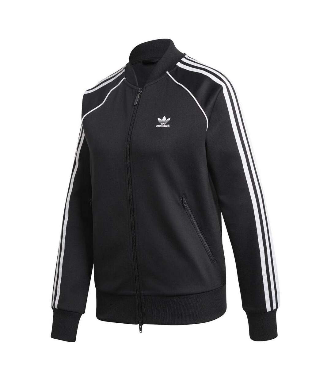 Womens/ladies Adicolor Classics Track Top Black White Adidas-2