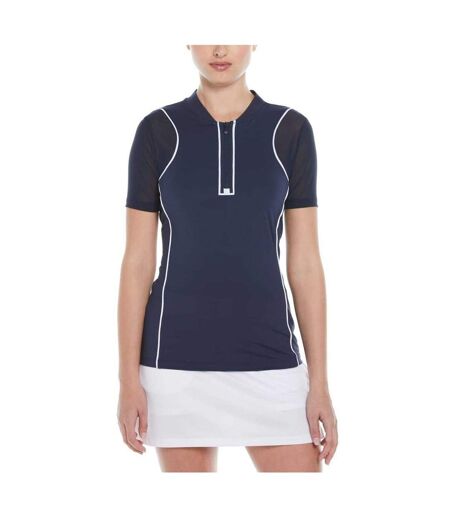 Womens/ladies Contrast Trim Regular Golf Polo Shirt Black Iris Original Penguin