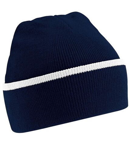 Beechfield Unisex Knitted Winter Beanie Hat (French Navy/White) - UTRW251