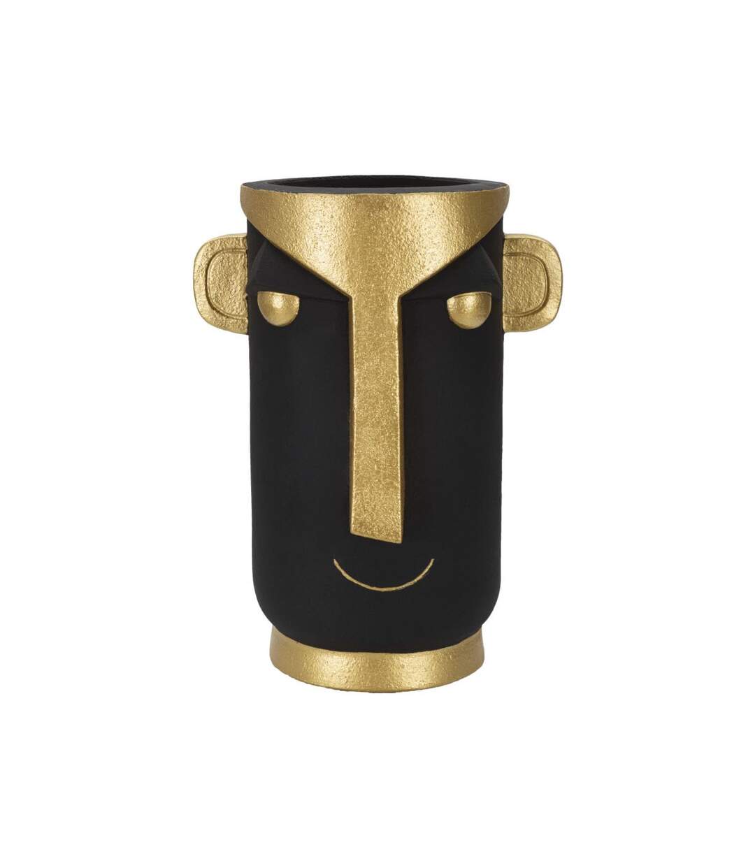 Vase Design Visage Tribal 40cm Noir & Or-1