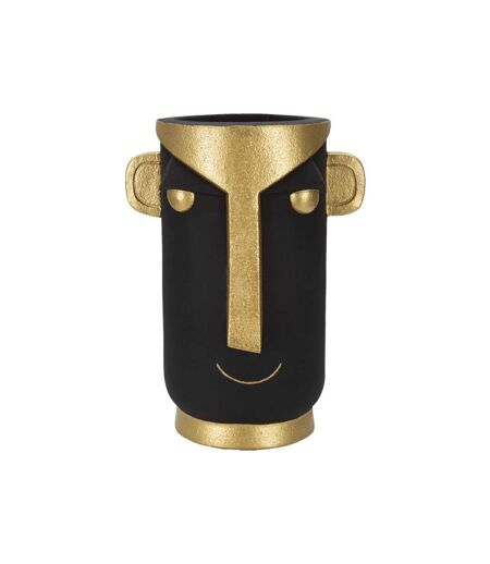 Vase Design Visage Tribal 40cm Noir & Or