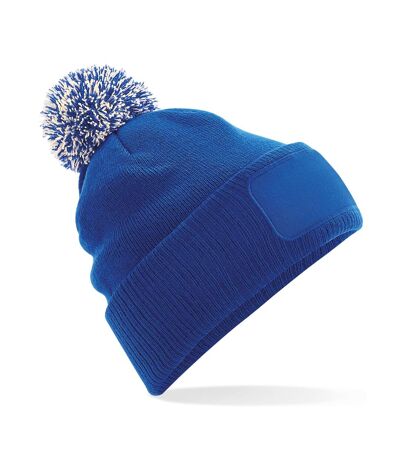 Unisex adult snowstar patch beanie bright royal blue/off white Beechfield