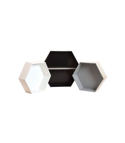 Etagères hexagonales en bois (Lot de 6)