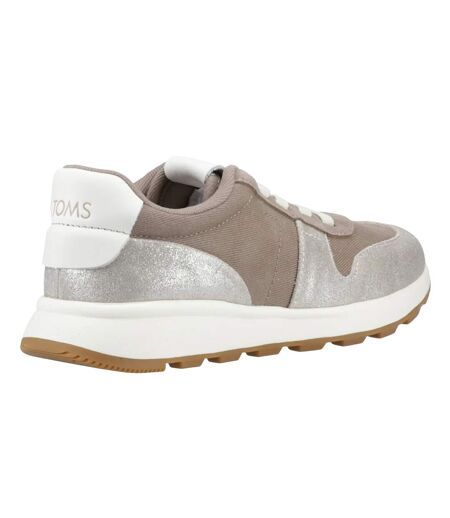 Womens/ladies Trvl Lite Retro Retro Leather Trainers Silver Toms