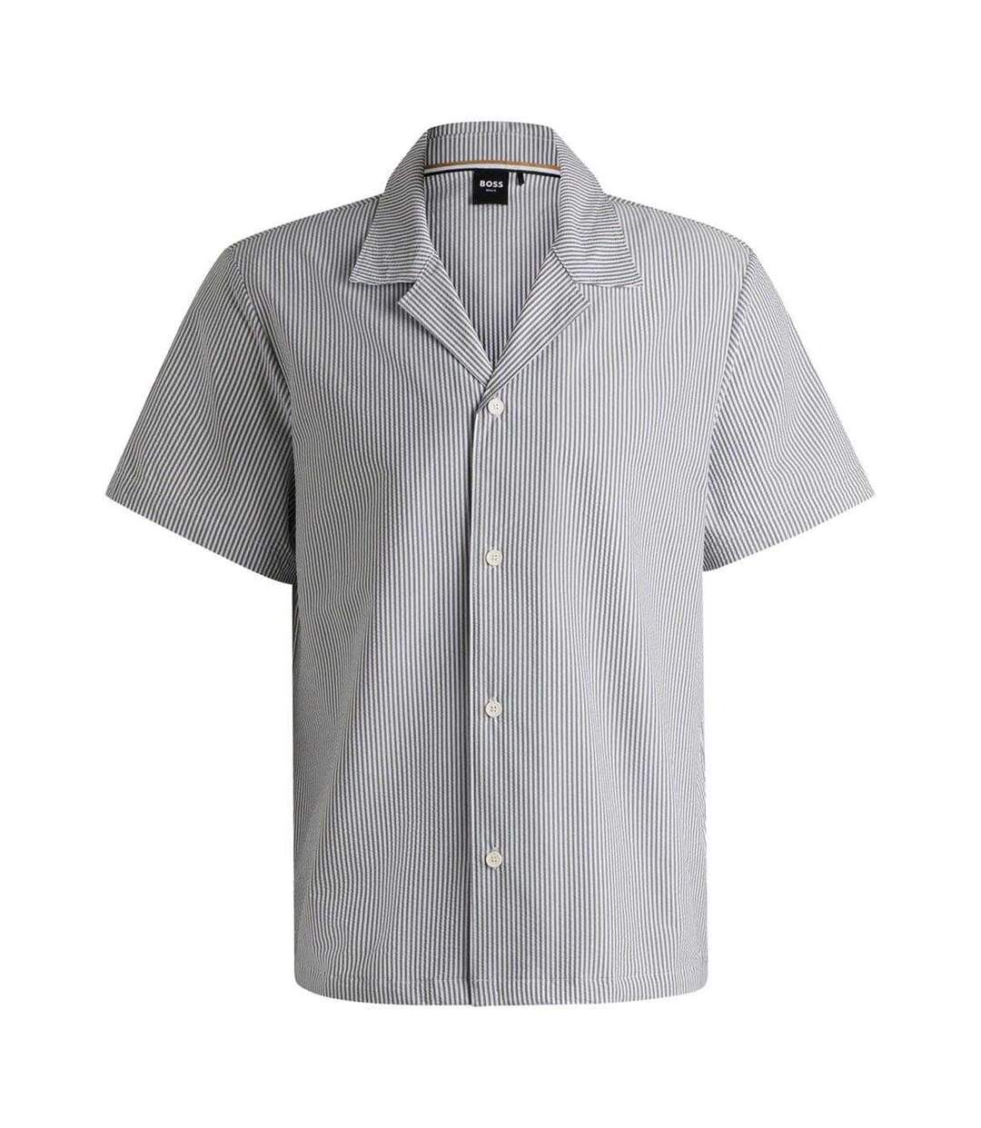 Chemise Plage Motif/style À Rayures Velvetfish Homme Bleu Marine Boss-2