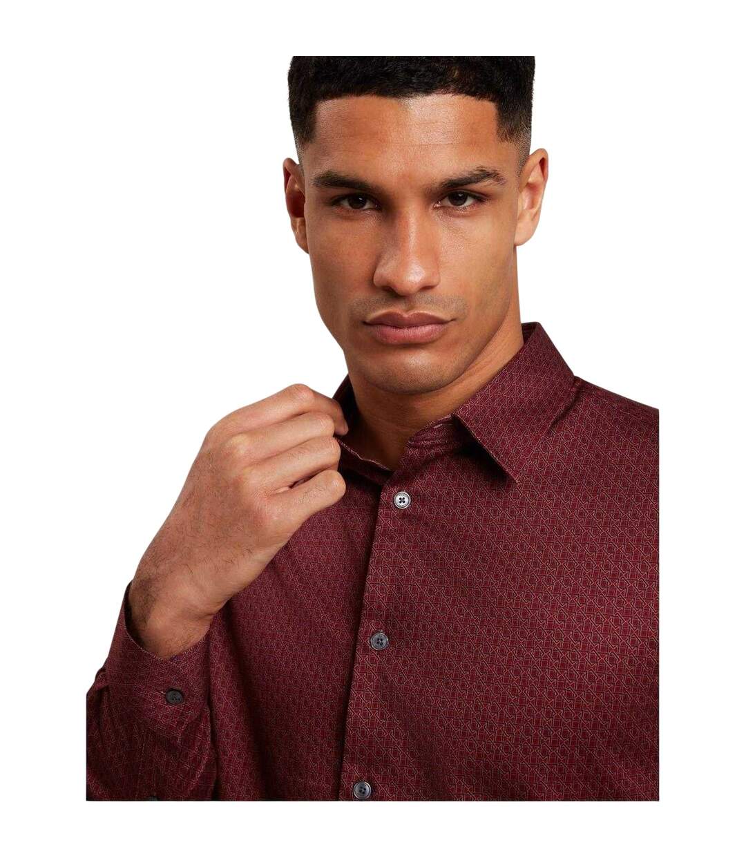 Chemise Manches Longues Motif/style Géométrique Homme Rouge Foncé Ted Baker-4