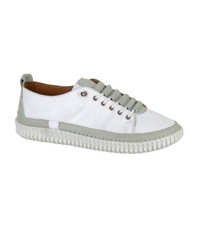 Womens/ladies Softie Leather Trainers White Mint Mod Comfys