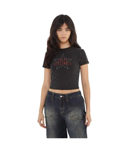 T-shirt Court Motif/style Étoile Femme Noir Vif Guess