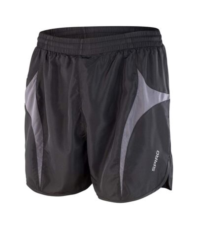 Spiro Mens Micro-Lite Running Shorts (Black/Gray) - UTPC6814