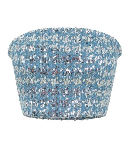 Womens/ladies Sequin Denim Tube Top Blue AmyLynn
