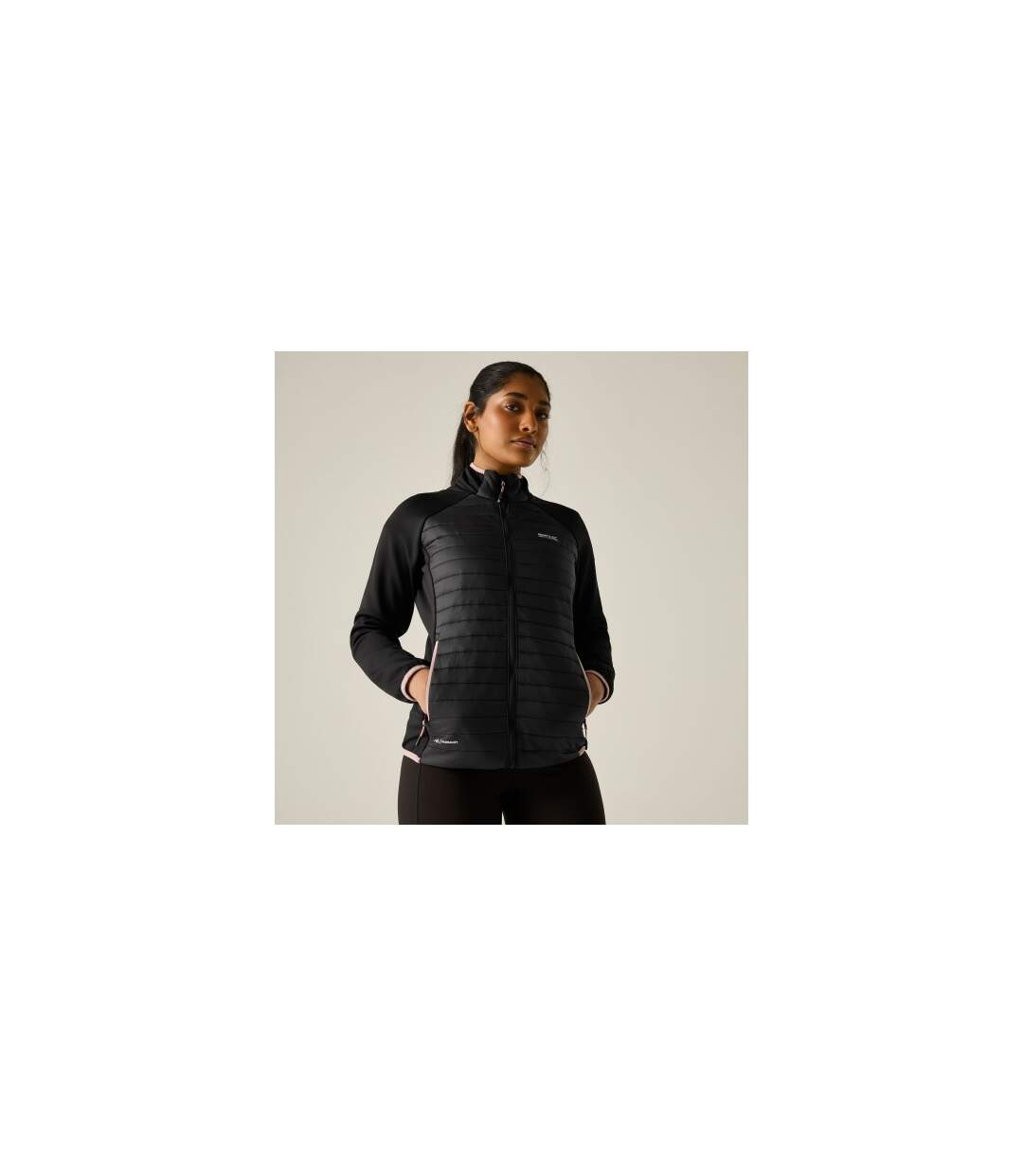 Veste Hybride Matelassée Et Compressible Clumber Femme Noir Lilas Clair Regatta-1