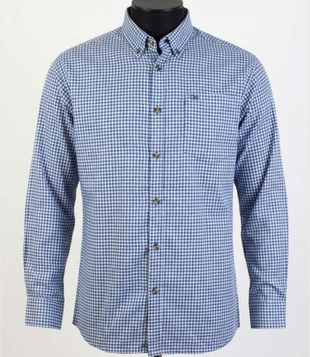 CHALLENGER TABOU1 — Chemise à carreaux manches longues bleu et gris : chaleur et coupe confort-3