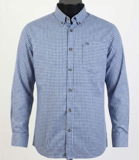CHALLENGER TABOU1 — Chemise à carreaux manches longues bleu et gris : chaleur et coupe confort