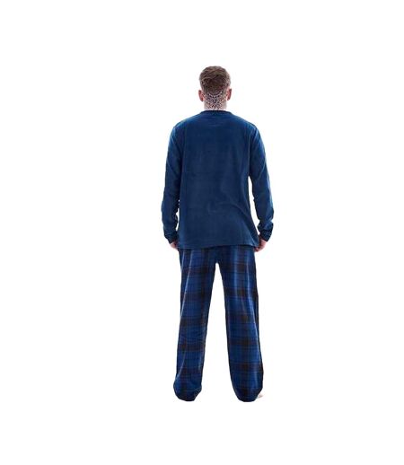 Ensemble De Pyjama Long Motif/style À Carreaux Homme Bleu Marine Keanu