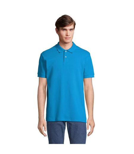 Unisex Adult Pacific Pique Twin Needle Stitch Polo Shirt Aqua SOLS