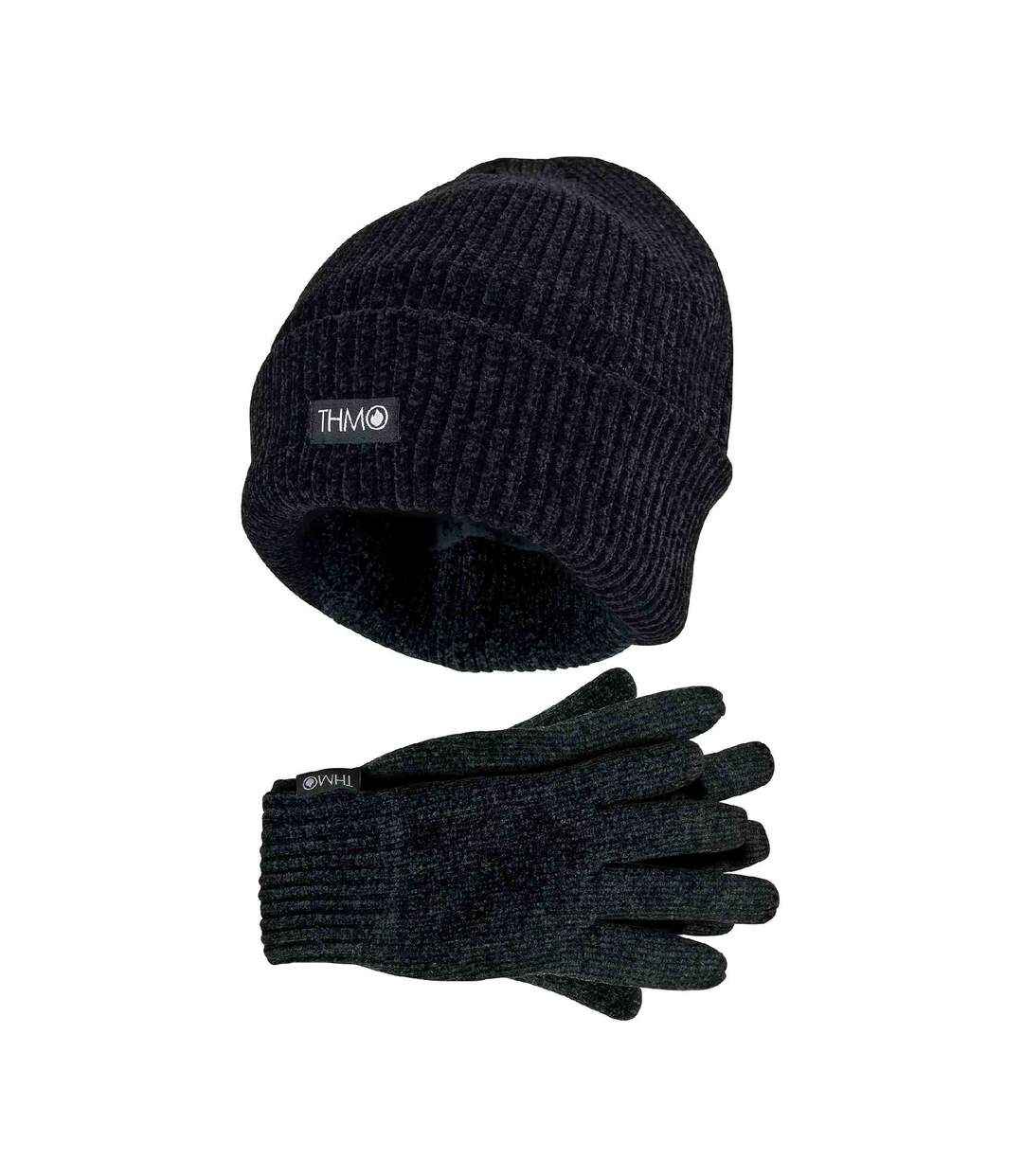 Ladies 3M Thinsulate Lined Chenille Thermal Beanie Hat & Gloves Set-1