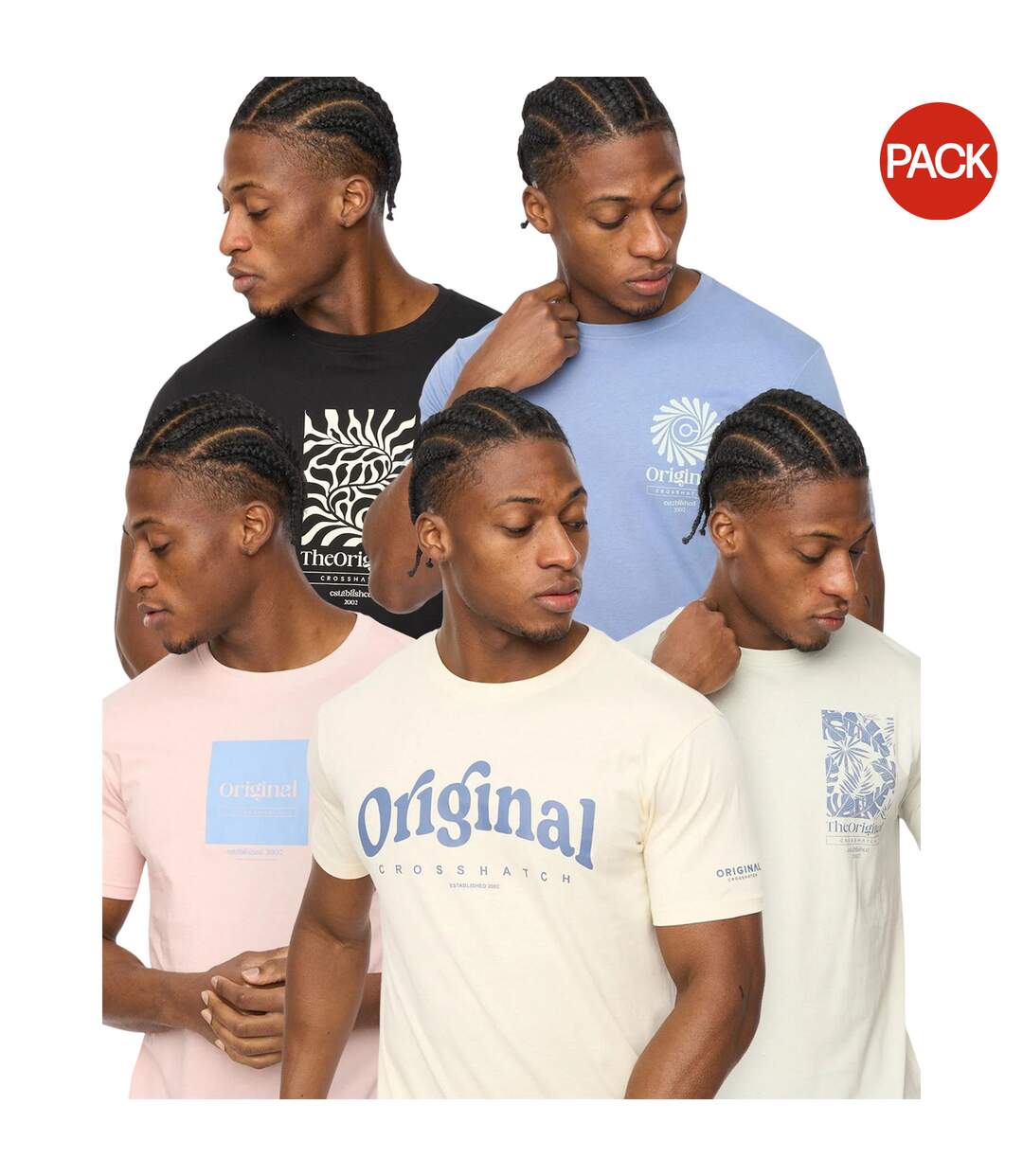 Pack Of 5  Mens Tranplex Cotton T-shirt  Multicoloured Crosshatch-3