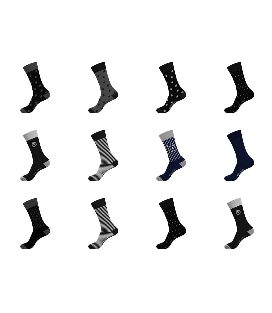 Lot de 12 paires de chaussettes de ville homme en coton peigné Serge Blanco-1