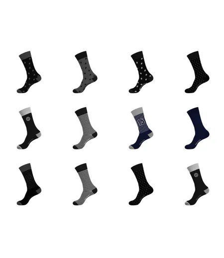 Lot de 12 paires de chaussettes de ville homme en coton peigné Serge Blanco