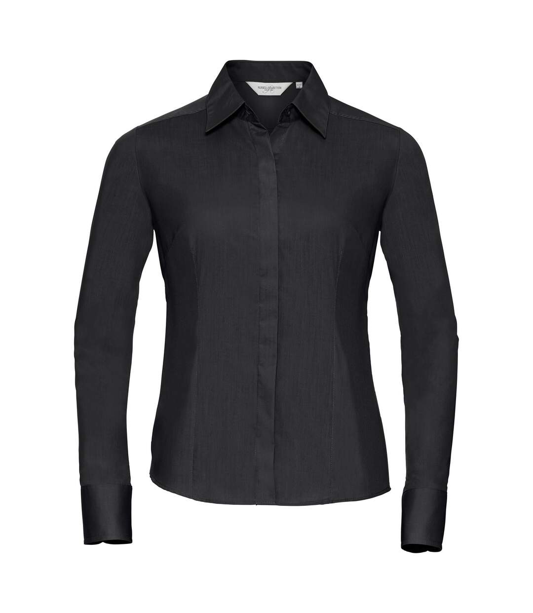 Collection Chemisier À Manches Longues En Popeline Femme Noir Russell-1