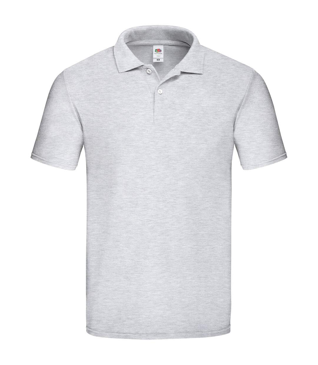 Polo manches courtes homme gris chiné Fruit of the Loom