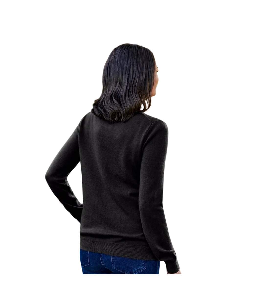 Womens/ladies Cashmere V Neck Classic Cardigan Black WoolOvers-2