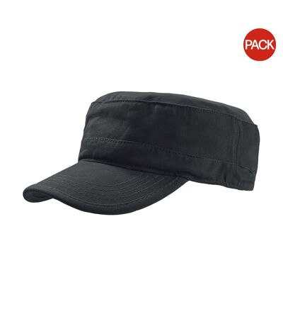 Atlantis Tank Brushed Cotton Military Cap (Pack of 2) (Black) - UTAB418