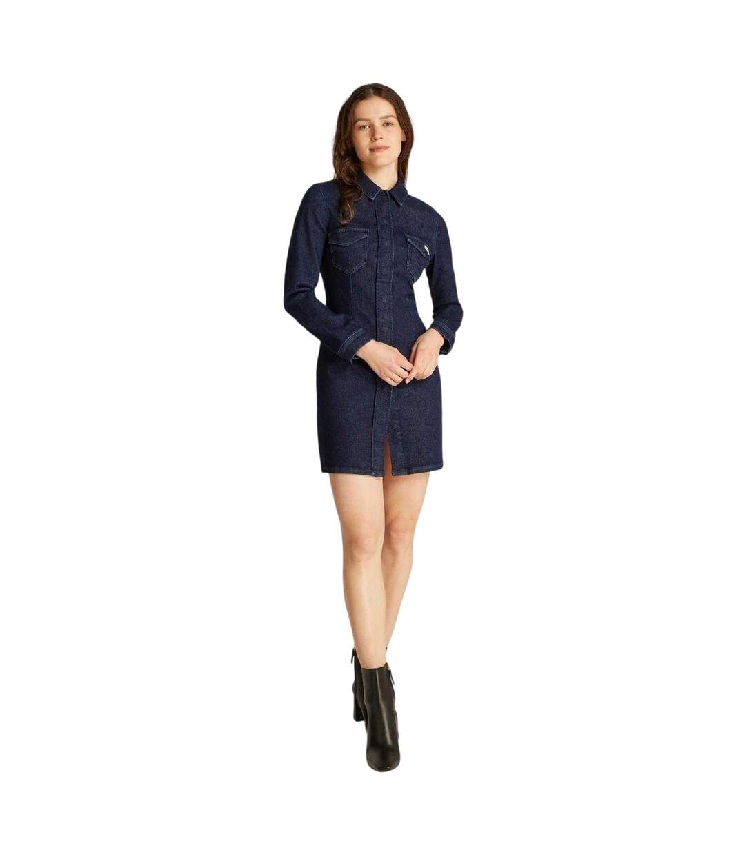 Robe Chemisier Courte Femme Bleu Foncé Calvin Klein-1