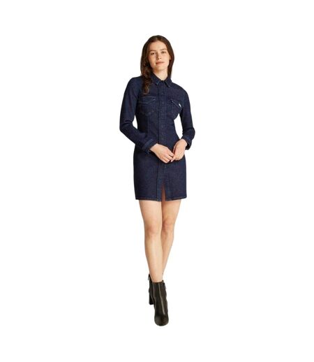 Robe Chemisier Courte Femme Bleu Foncé Calvin Klein