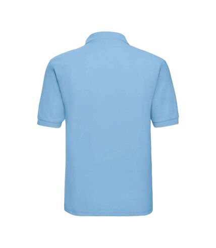 Unisex adult classic polycotton polo shirt sky Russell