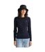 Womens/ladies Cable Knit Cotton Crew Neck Pullover Evening Blue Gant-1